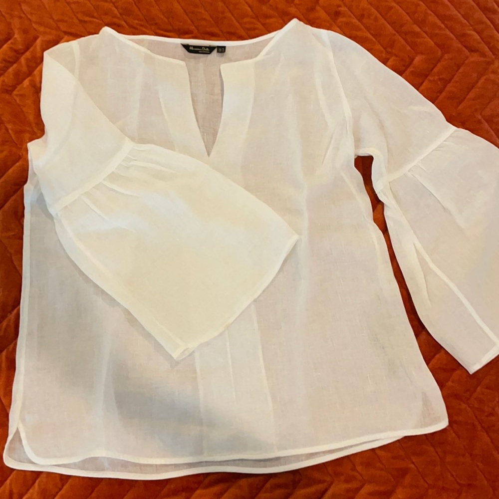 Massimo Dutti White Bell Sleeve Top - 6